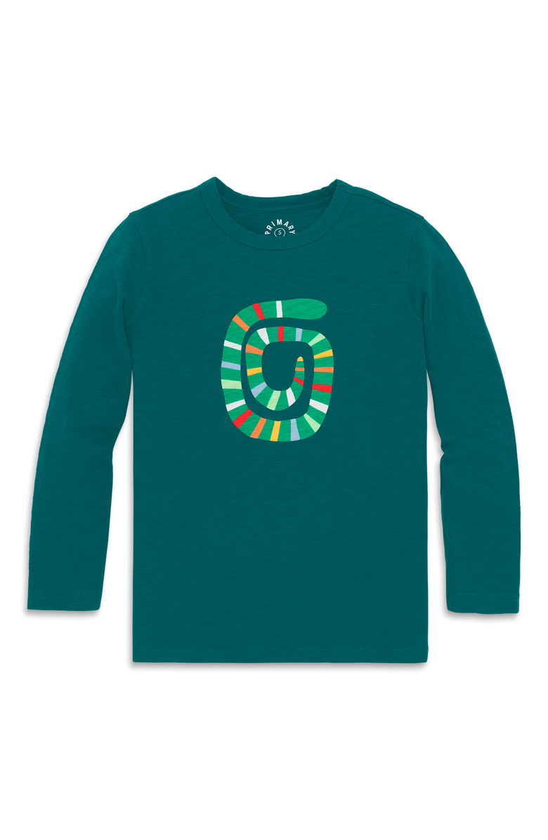 Primary Kids Long Sleeve Inchworm Tee, Alternate, color, Spruce Inchworm