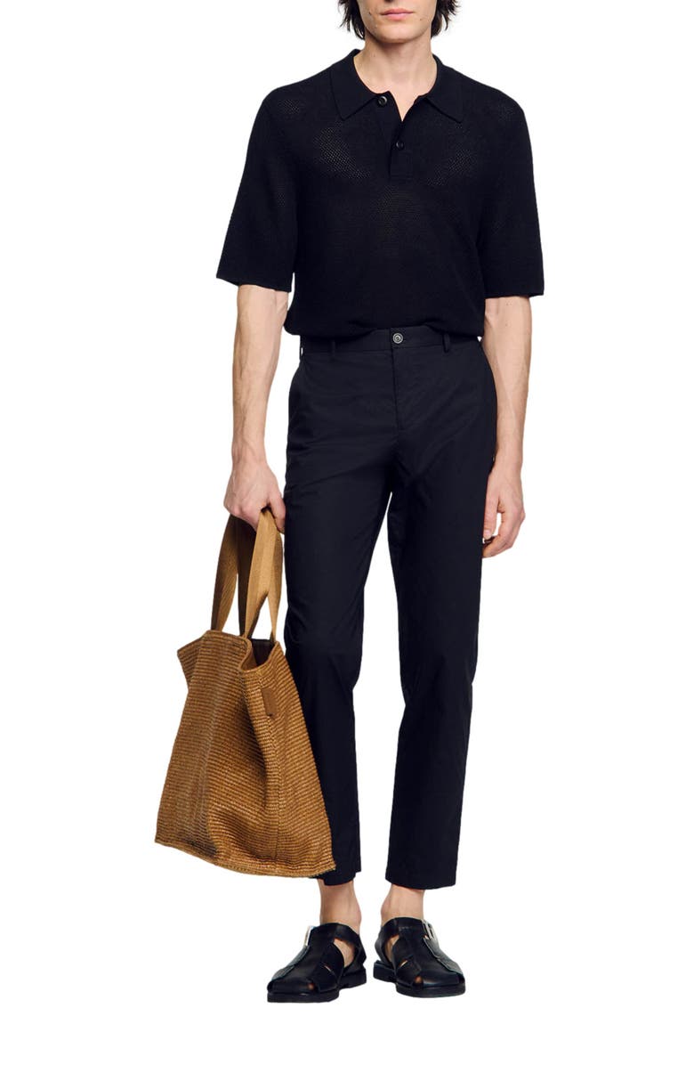 SANDRO Cotton tapered trousers, Alternate, color, Black
