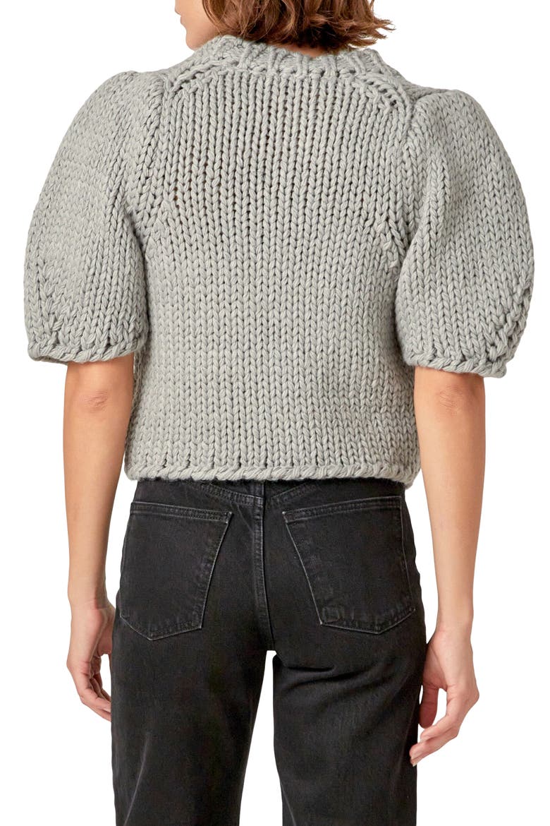 Puff Sleeve Knit Shirt, Alternate, color, HEATHER GREY