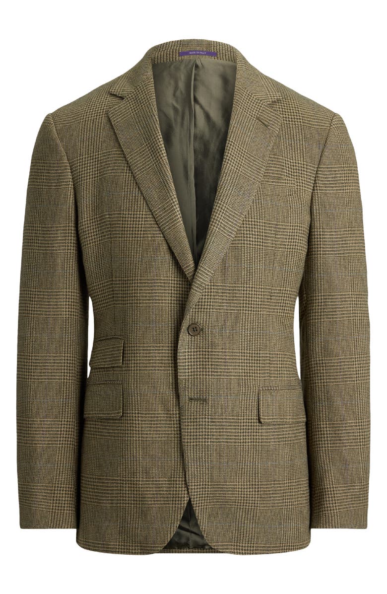 Ralph Lauren Purple Label Glen Plaid Silk, Wool & Cashmere Jacket, Alternate, color, Artichoke Green Multi