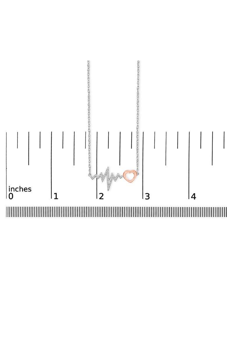 Haus of Brilliance 14K Rose Gold Plated Silver Diamond Accent Zig Zag Heart Necklace, Alternate, color, White Gold Over Silver