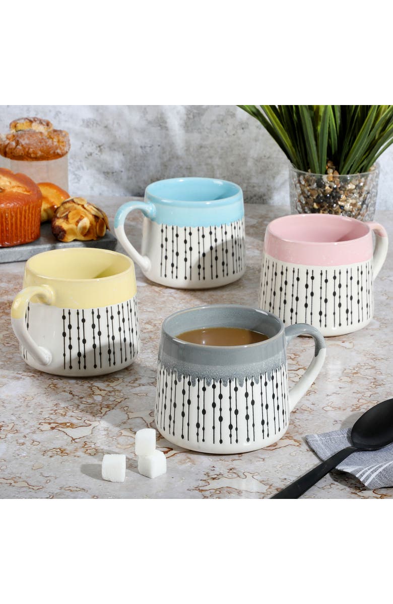 Gibson Home Palmridge 15oz 4 Piece Stoneware Coffee Mug Set, Alternate, color, Blue