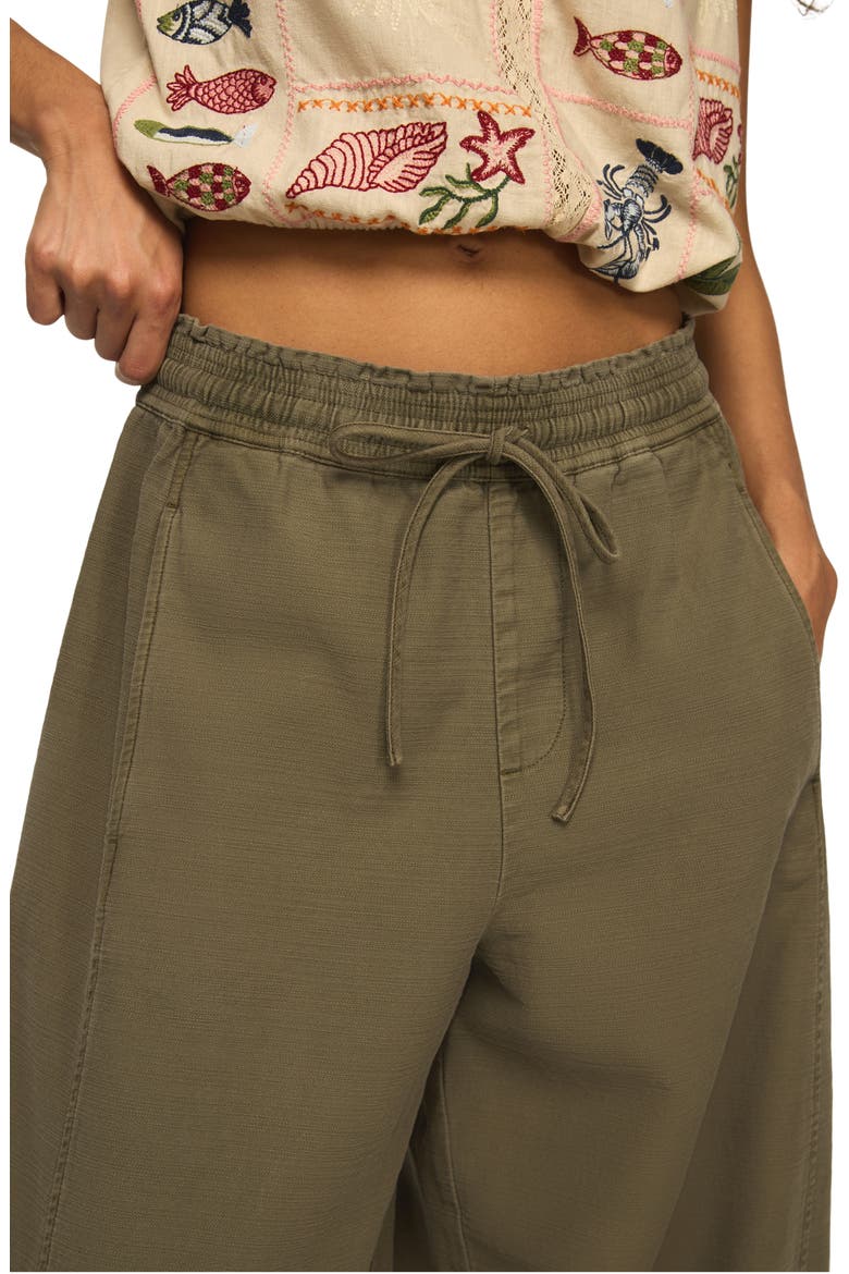 Stripe Cotton Blend Barrel Leg Pants, Alternate, color, DUSTY OLIVE