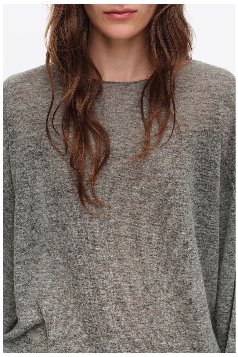 Wool Blend Crew Neck Sweater, Alternate, color, DARK GREY MELANGE