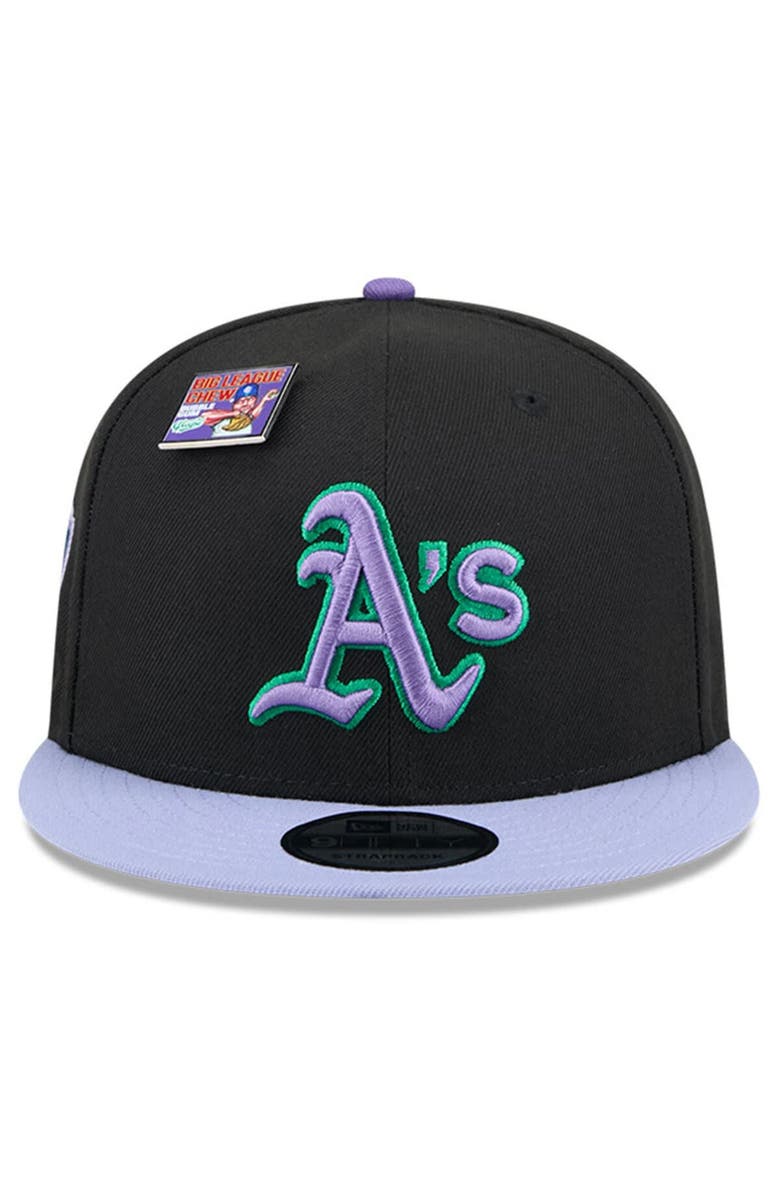New Era Men's New Era Black/Purple Oakland Athletics Grape Big League Chew Flavor Pack 9FIFTY Snapback Hat, Alternate, color, Black