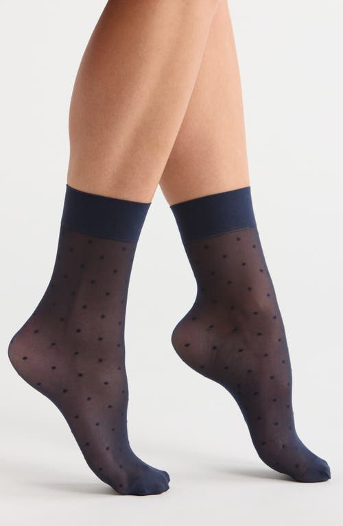 Nordstrom Everyday Sheer Dot Ankle Socks In Blue