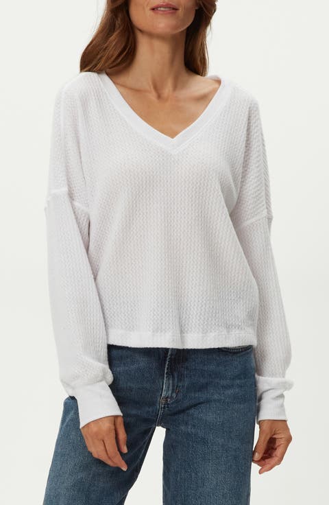 Salma Waffle Stitch V-Neck Knit Top