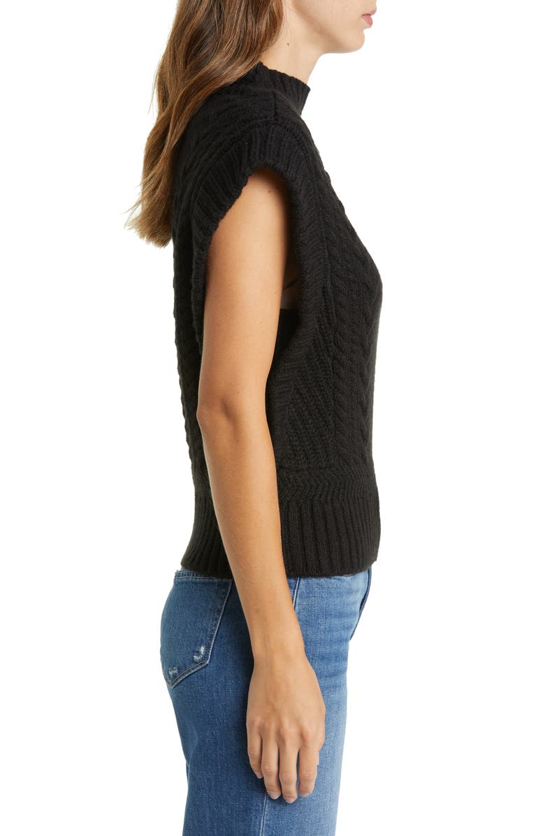 Wit & Wisdom Cable Stitch Mock Neck Sweater Vest, Alternate, color,