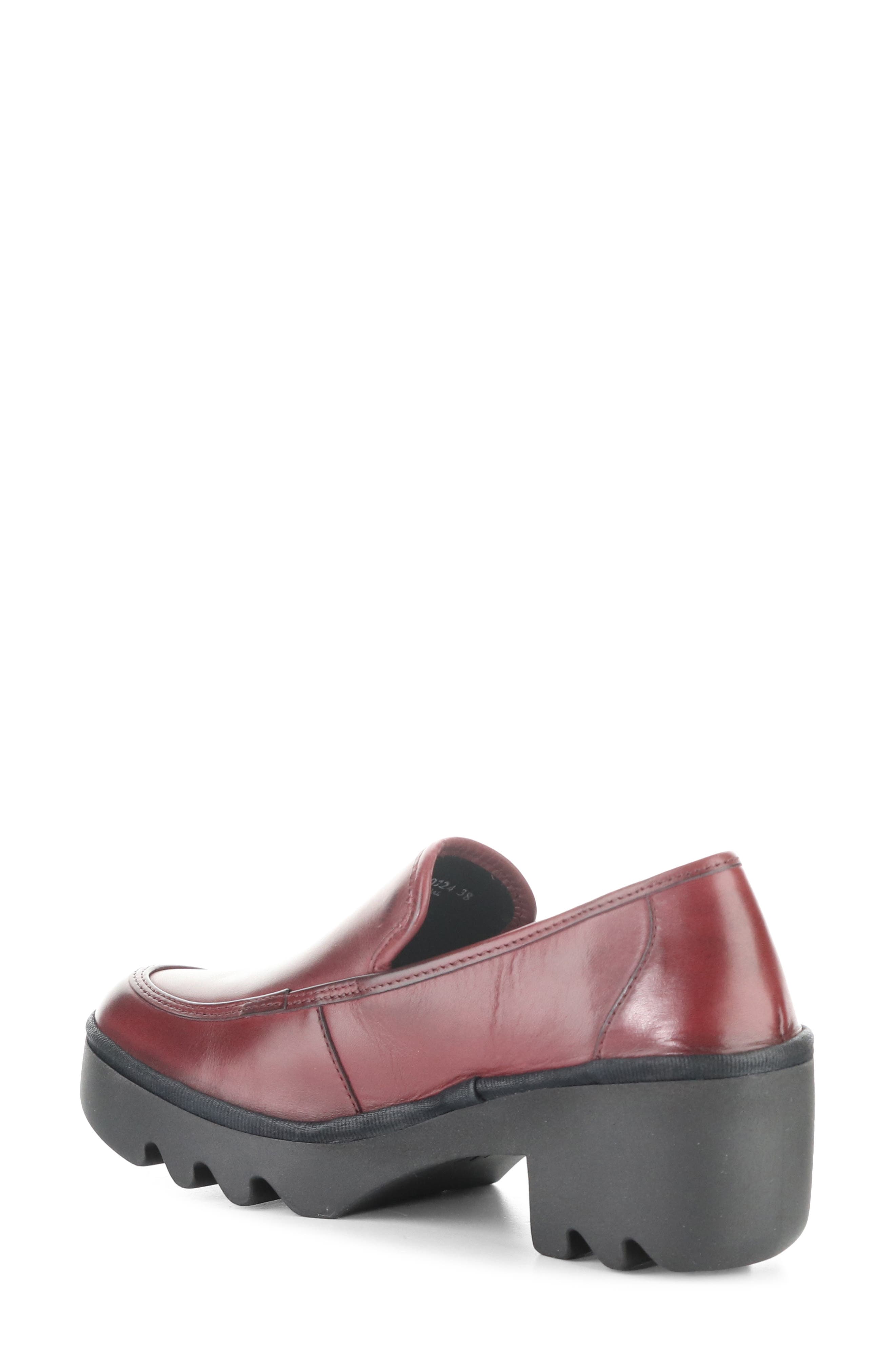 Block Heel Lug Loafer, Alternate, color, BURGUNDY BURN