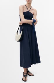 MANGO Combined Halter Neck Maxi Dress