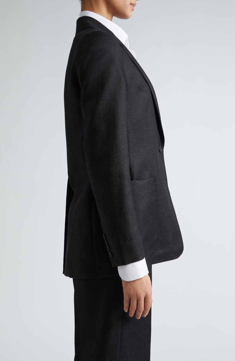 Max Mara Boemia Notch Lapel Linen Blazer, Alternate, color, Black