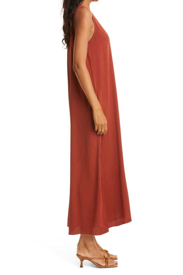 Stretch Silk Tank Dress, Alternate, color, RUST HENNA
