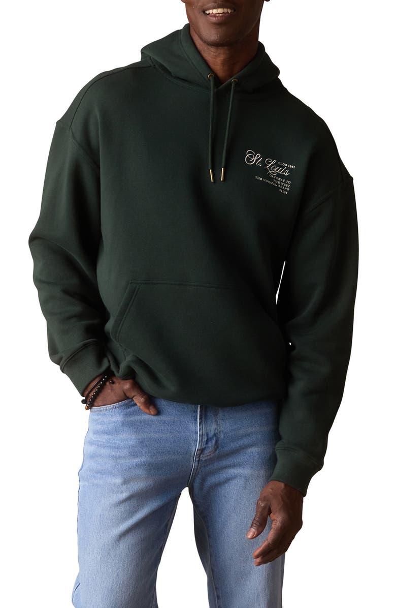 The Normal Brand St. Louis Embroidered Hoodie, Main, color, Varsity Green