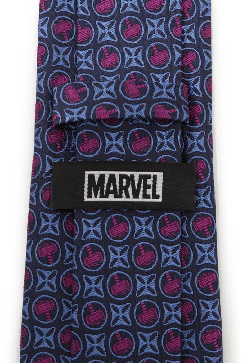 x Marvel Thor Hammer Neat Silk Tie, Alternate, color, BLUE