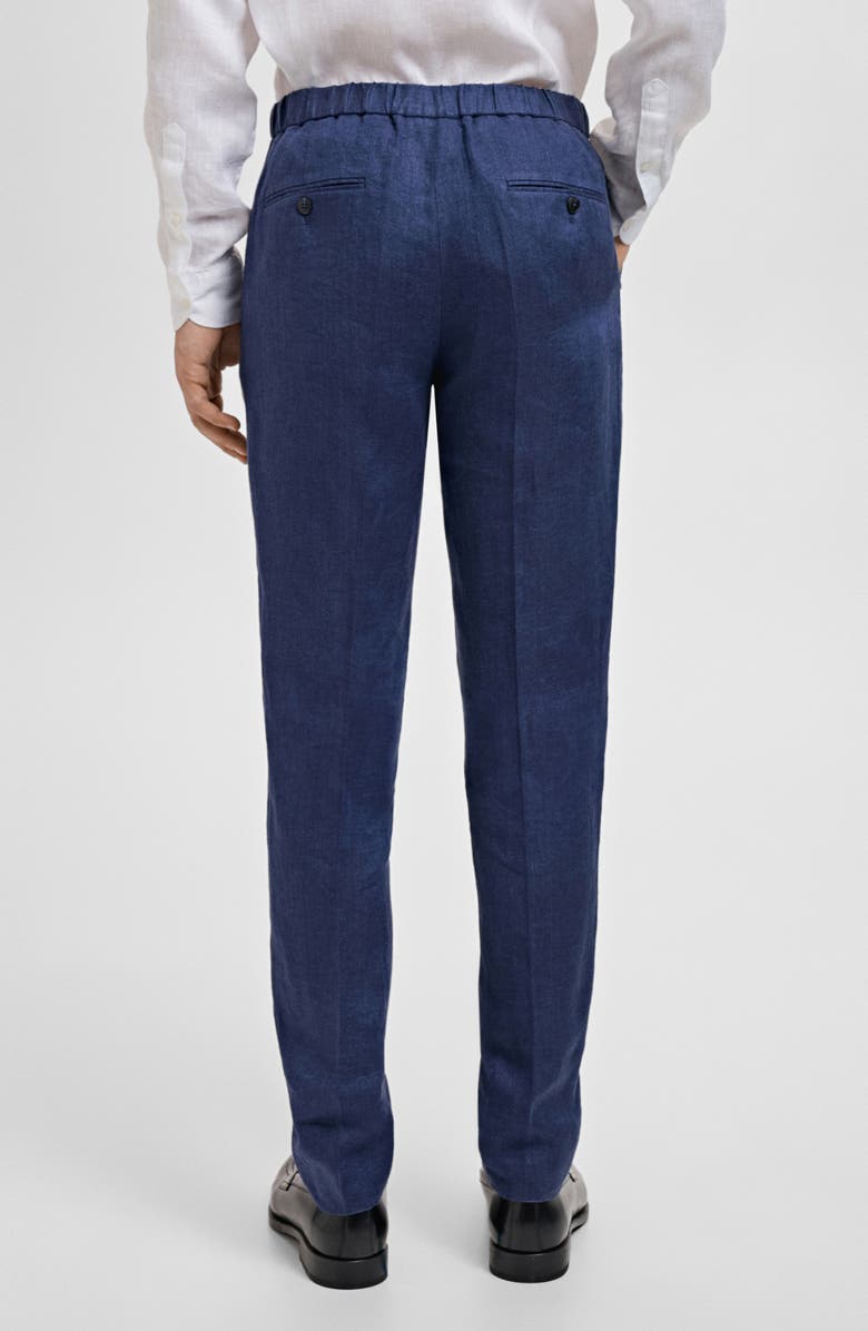 MANGO Slarerni Slim Fit Linen Pants, Alternate, color, Indigo Blue