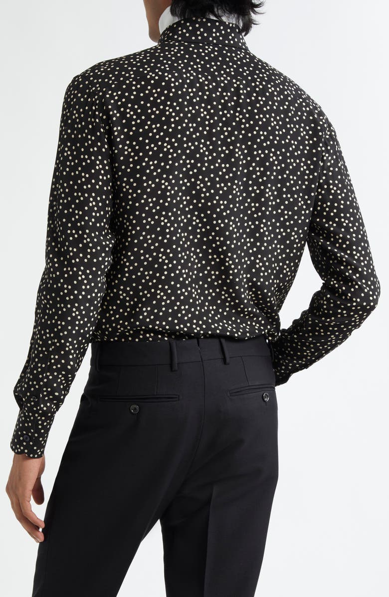 TOM FORD Irregular Polka Dot Silk Crêpe de Chine Shirt, Alternate, color, Black/ White