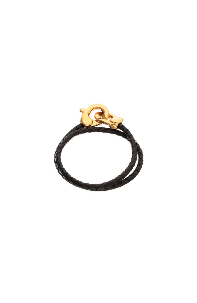 UNODE50 Black double leather strap with 18k gold-plated interlocking carabiner detail, Alternate, color, Gold