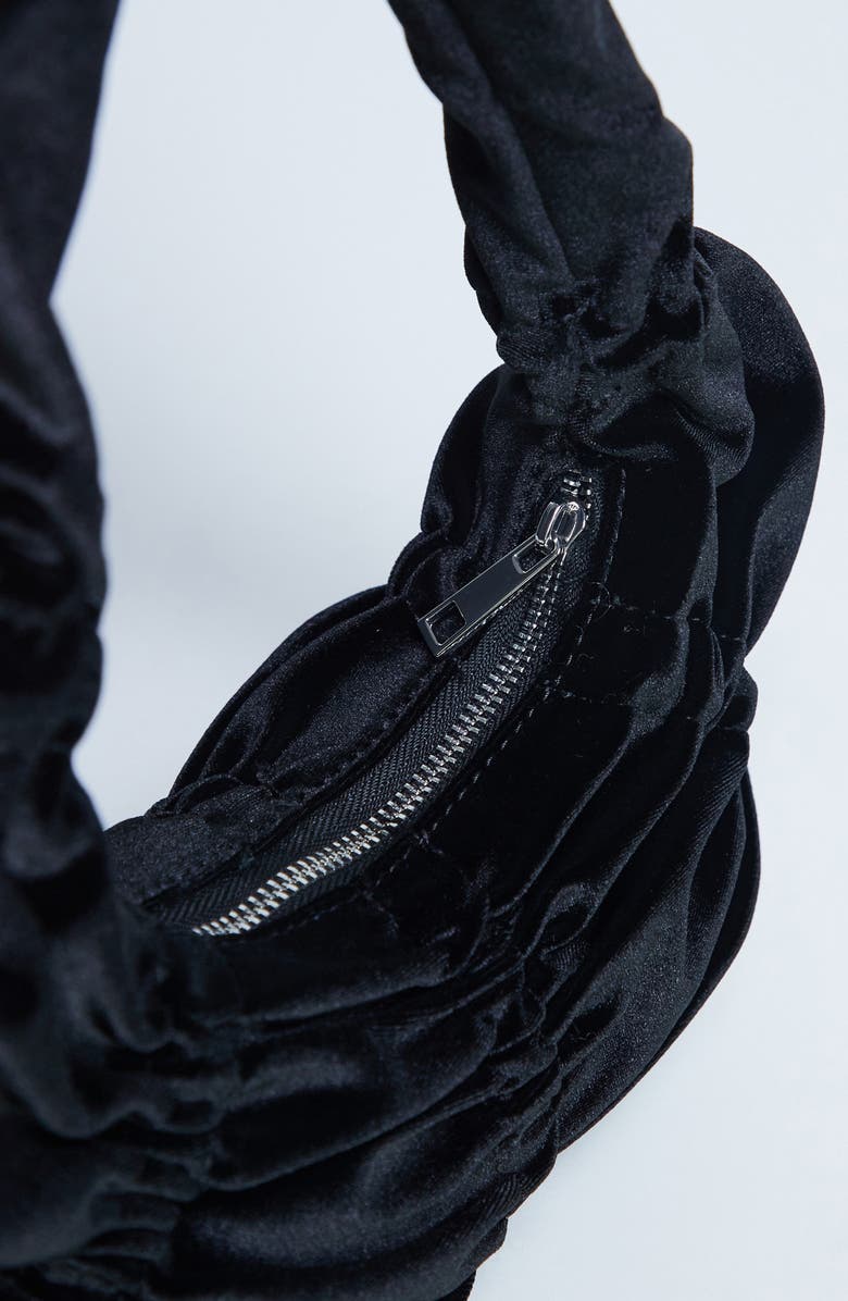 Topshop Ruched Velvet Shoulder Bag, Alternate, color,