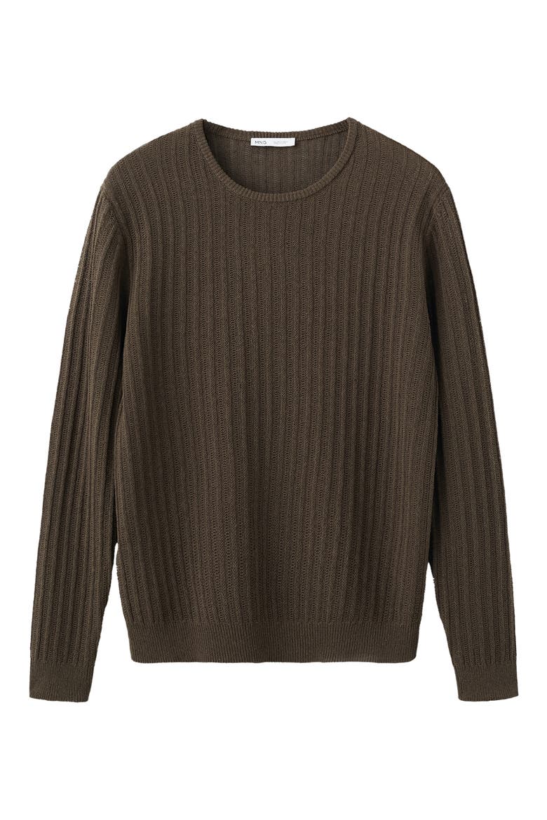Crewneck Rib Sweater, Alternate, color, BROWN