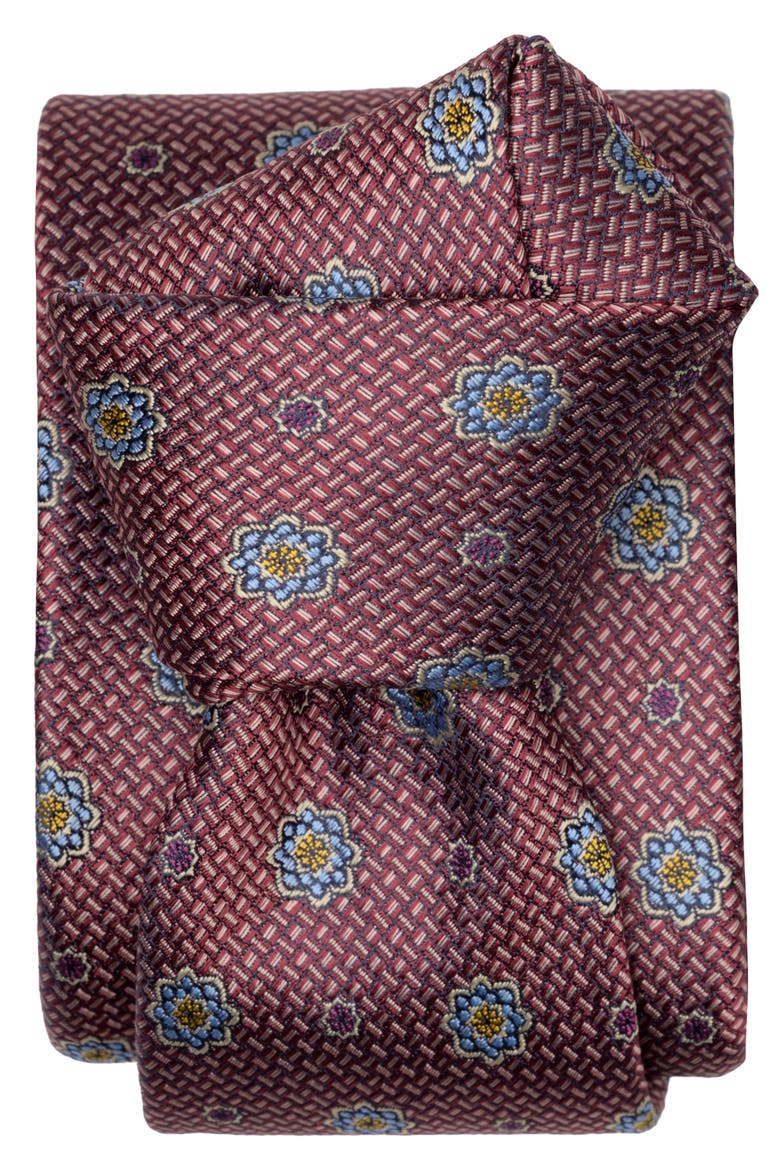 Deruta - Silk Jacquard Tie For Men, Alternate, color, Raspberry Sorbet