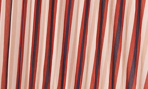 Halogen ® Brandy Street Stripe Pleated Belted Midi Dress In Brown