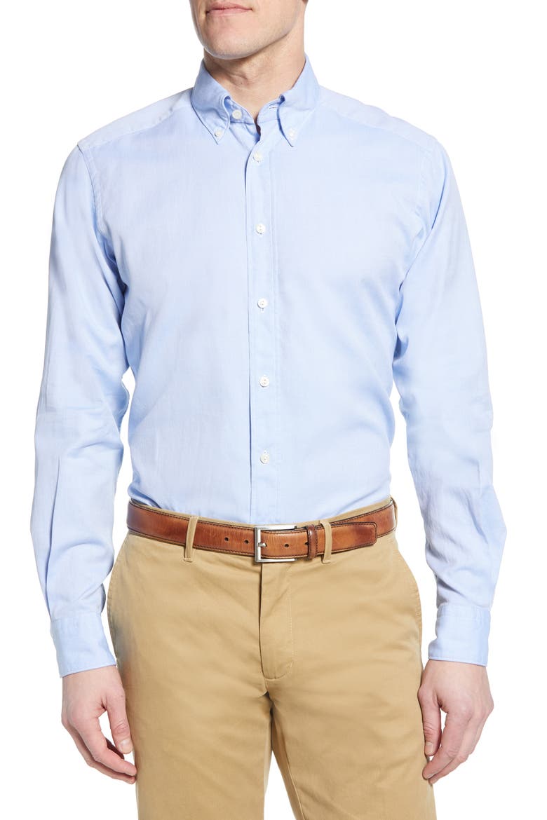 Contemporary Fit Oxford Casual Shirt, Main, color, BLUE