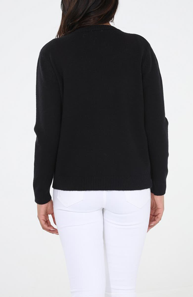 RAIN AND ROSE Floral String Sweater, Alternate, color, Black