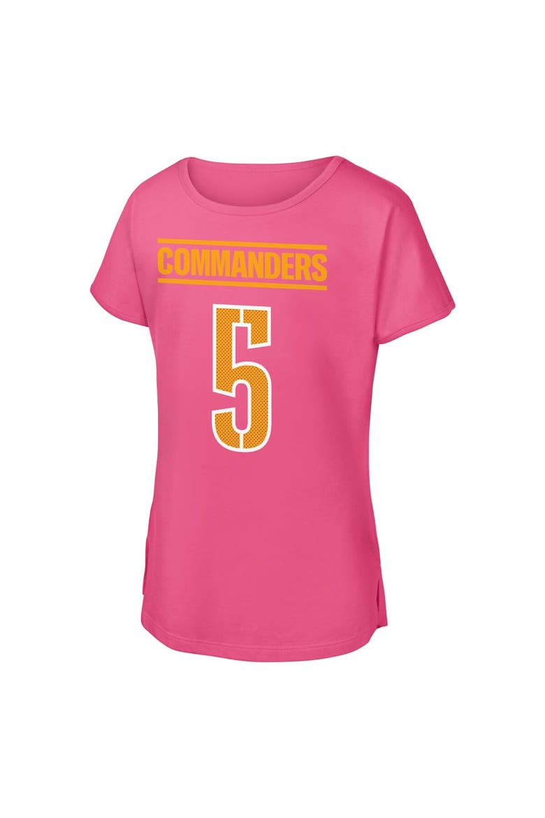 Girls Youth Outerstuff Jayden Daniels Pink Washington Commanders Player Name & Number T-Shirt, Alternate, color, Pink