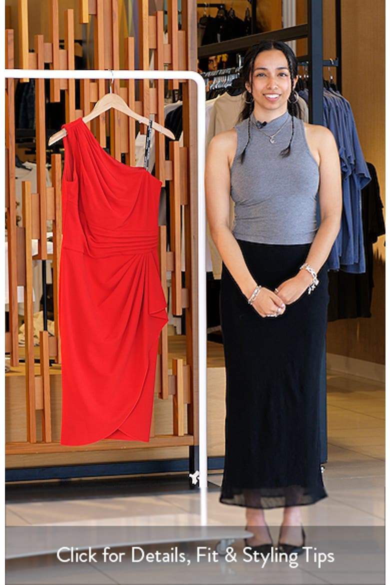 Pleated One-Shoulder Crepe Cocktail Dress video