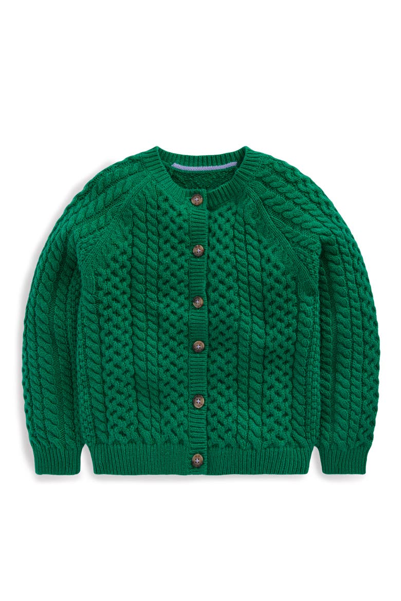 Kids' Heritage Cable Stitch Cardigan, Main, color, EMERALD NIGHT