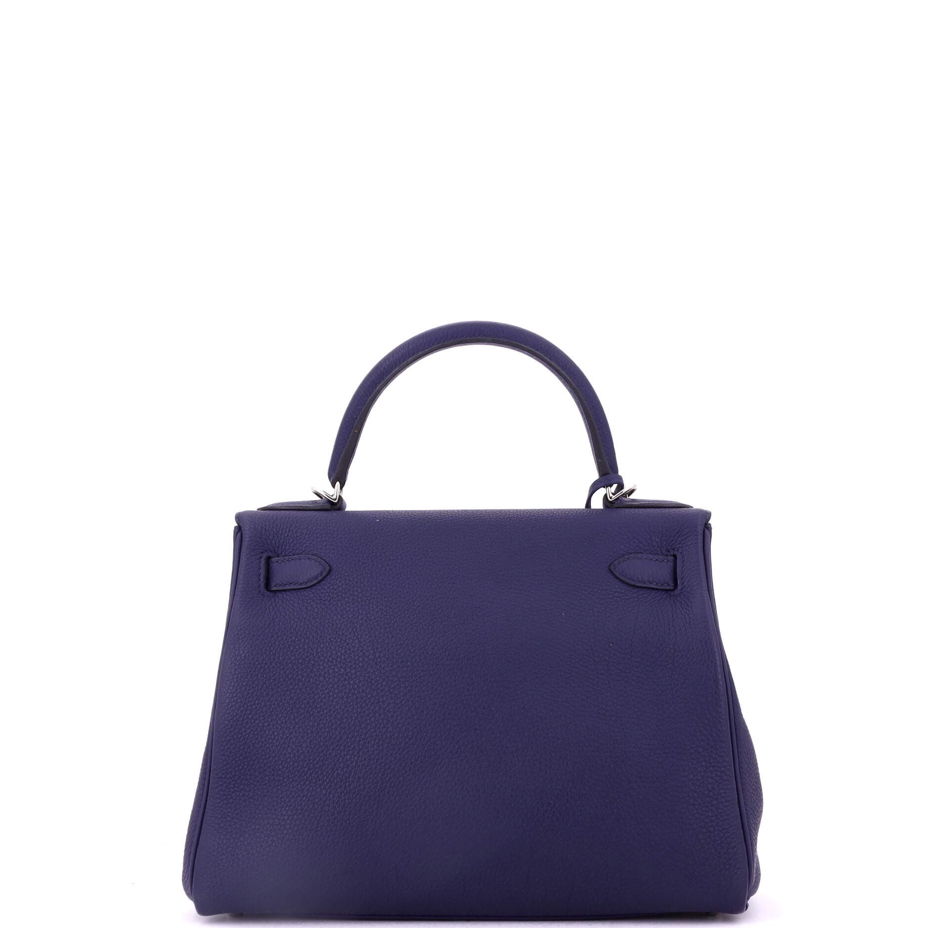 Pre-Owned Hermes Kelly Handbag Blue Togo with Palladium Hardware 28, Alternate, color, Bleu Encre