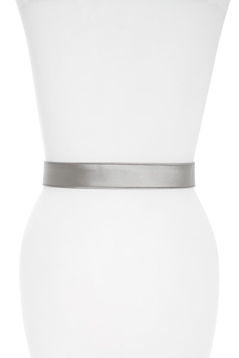 Hangisi Jewel Buckle Satin Belt, Alternate, color, SILVER