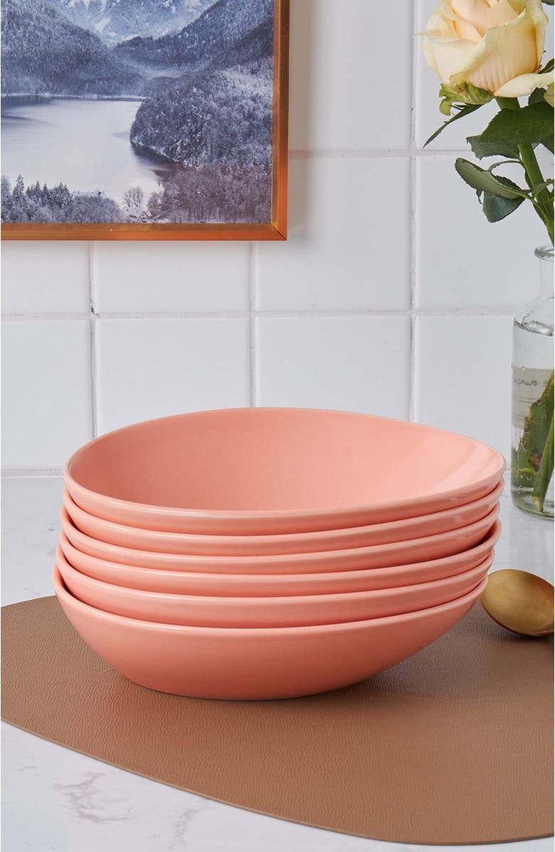 Stone Lain Delilah Porcelain 6-Piece Pasta Bowl Set, Alternate, color, Terracotta