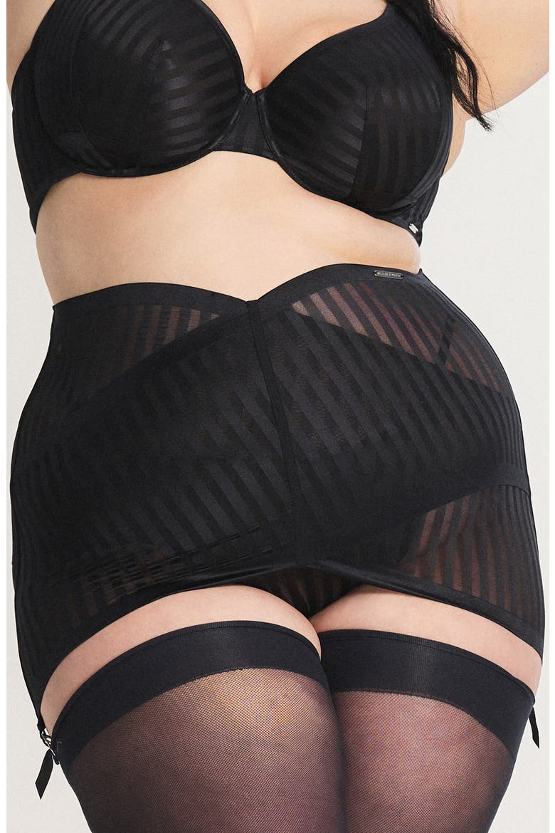 Show 'n' Tell Stripe Garter Skirt, Alternate, color, BLACK CAVIAR