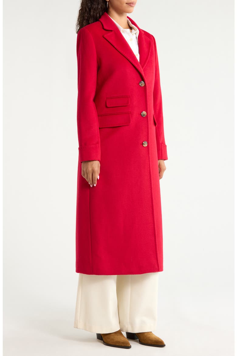 Longline Wool Blend Reefer Coat, Alternate, color, FESTIVE RED