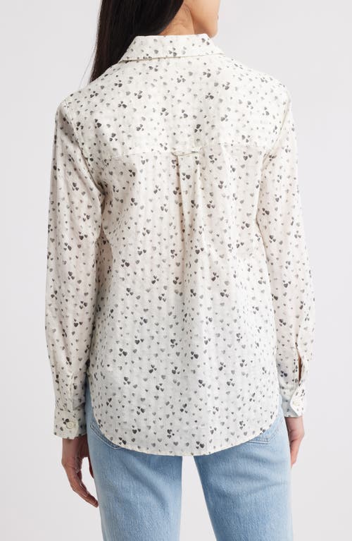 Beachlunchlounge Karolee Heart Print Cotton Button-up Shirt In Jack Of Hearts