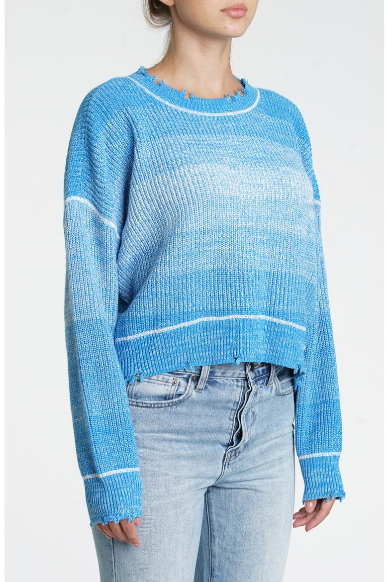 Eva Stripe Distressed Pullover Sweater, Alternate, color, SALTED BLUE