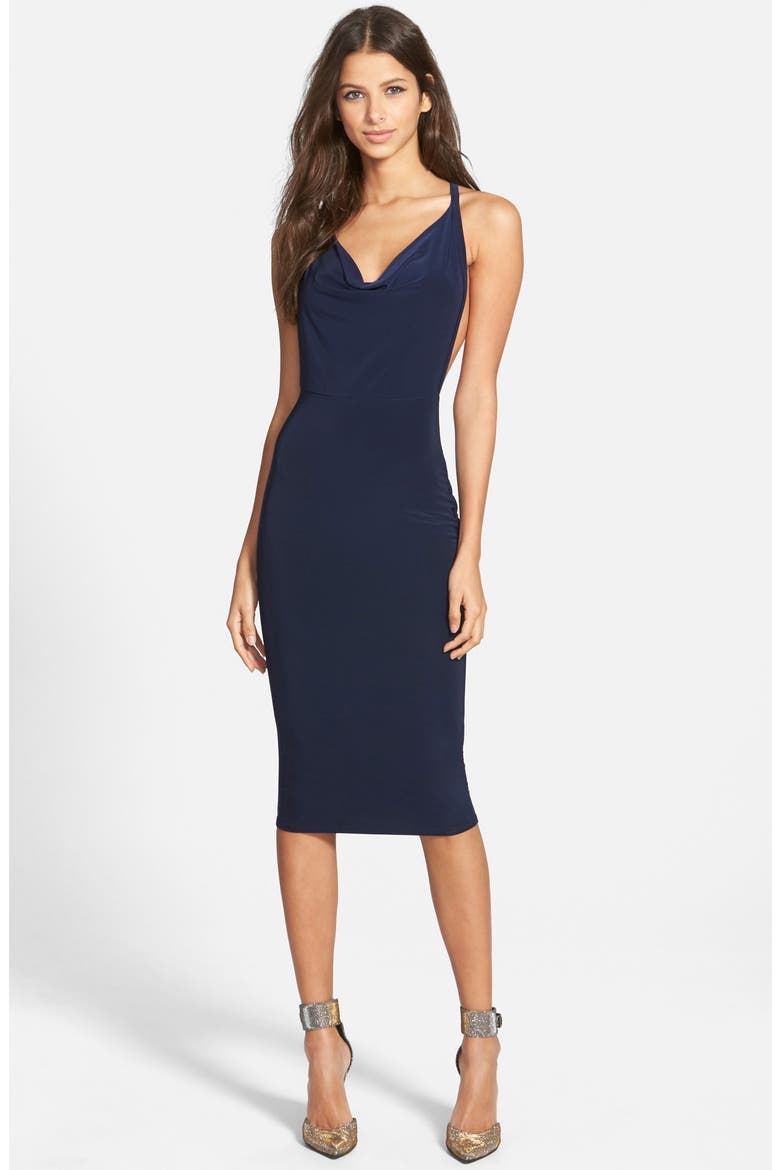 Slinky Body-Con Dress, Main, color, NAVY