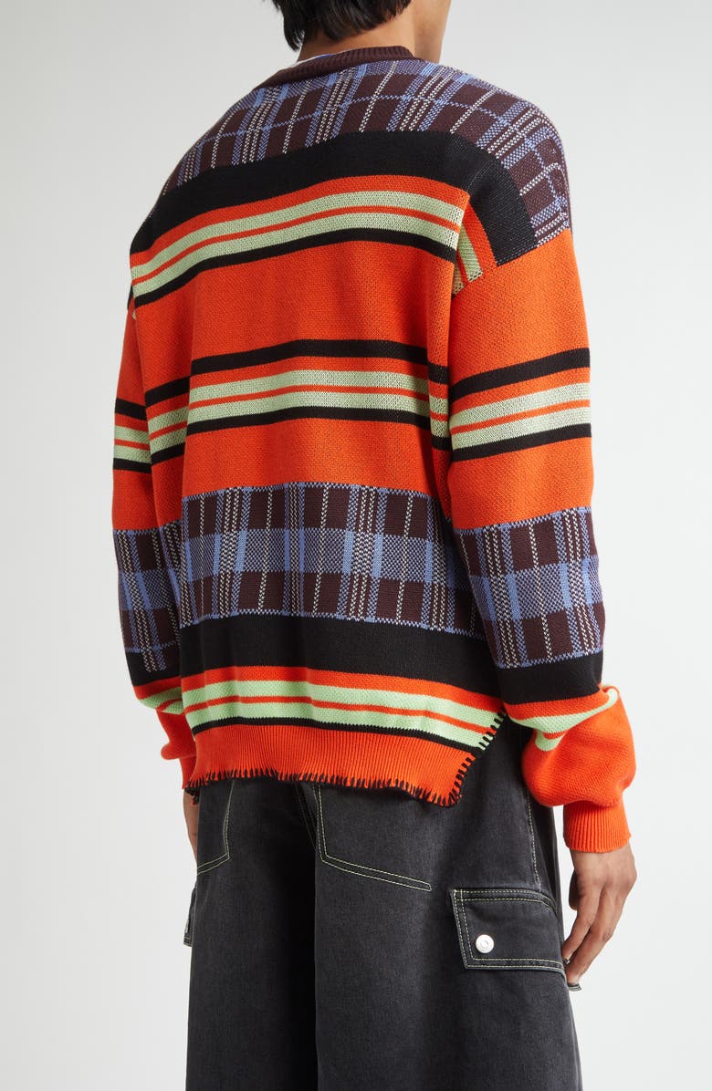 Off-White 00 Check Stripe Crewneck Cotton Sweater, Alternate, color, 