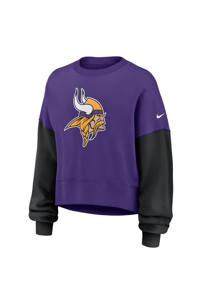 Women's Nike Purple Minnesota Vikings Oversized Color-Block Pullover Sweatshirt, Alternate, color, Purple