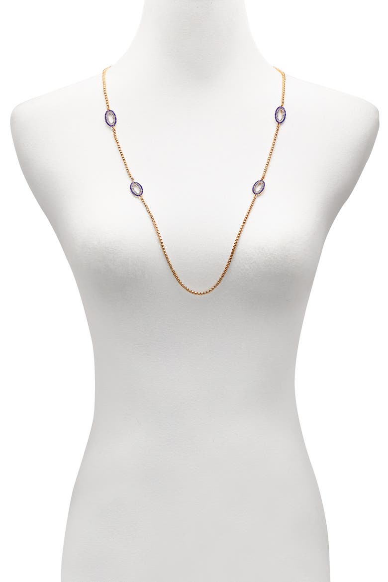 Pavé Station Necklace, Alternate, color, GOLD