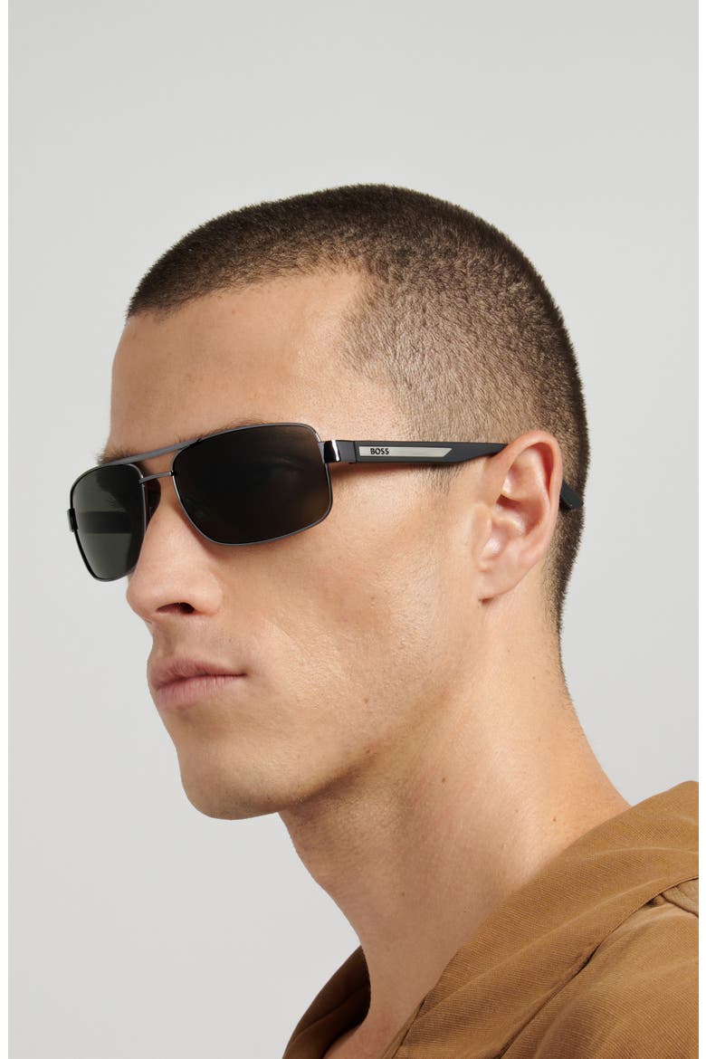 62mm Navigator Sunglasses, Alternate, color, DARK RUTHENIUM/ GREEN