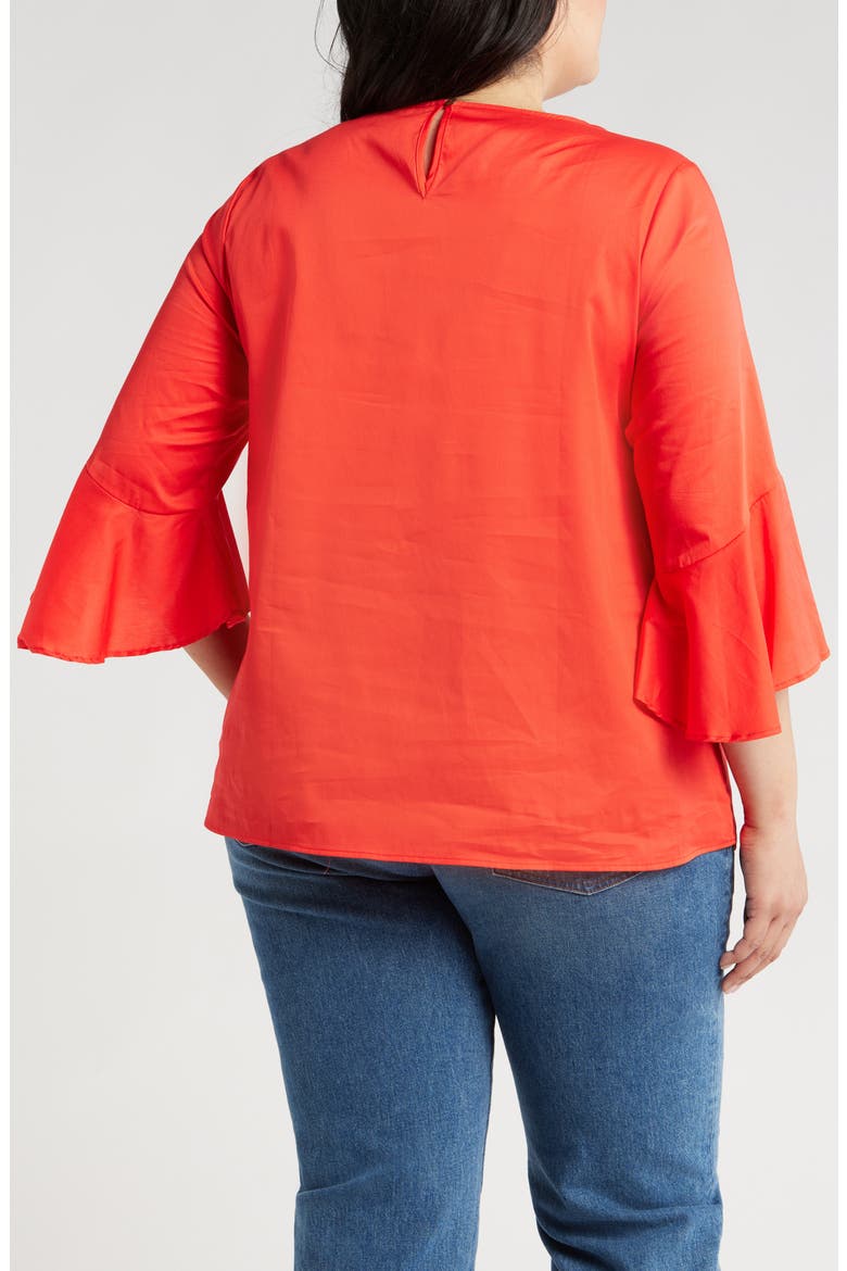 Malena Flutter Sleeve Cotton Top, Alternate, color, POPPY RED