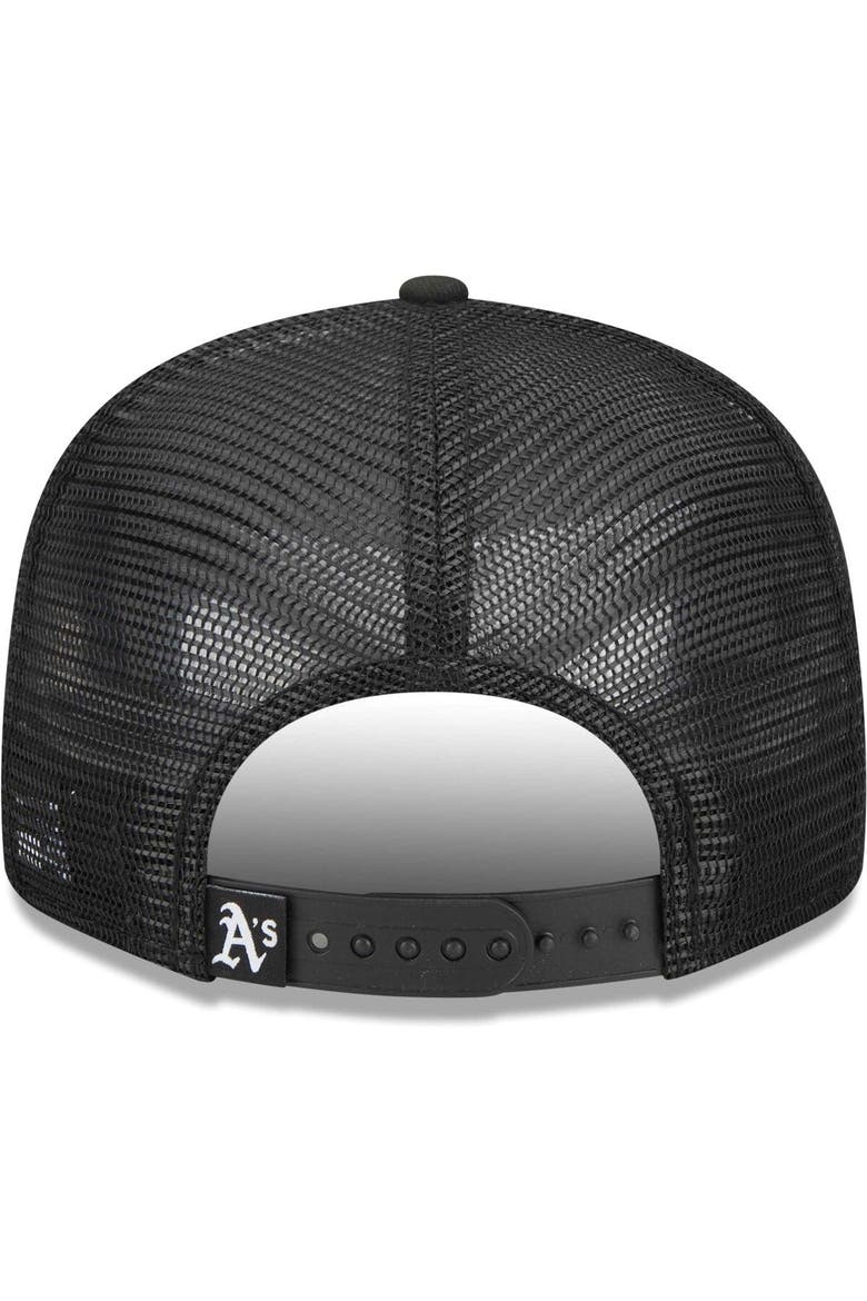 Men's New Era Black Oakland Athletics Street Trucker 9FIFTY Snapback Hat, Alternate, color, Black