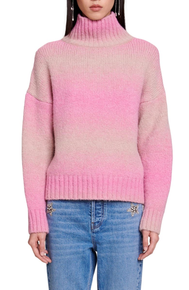maje Stripe Mock Neck Sweater, Main, color, 