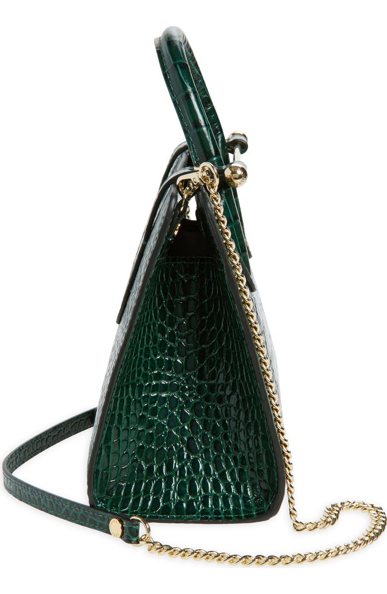 Strathberry Mini Croc Embossed Leather Tote, Alternate, color, Bottle Green
