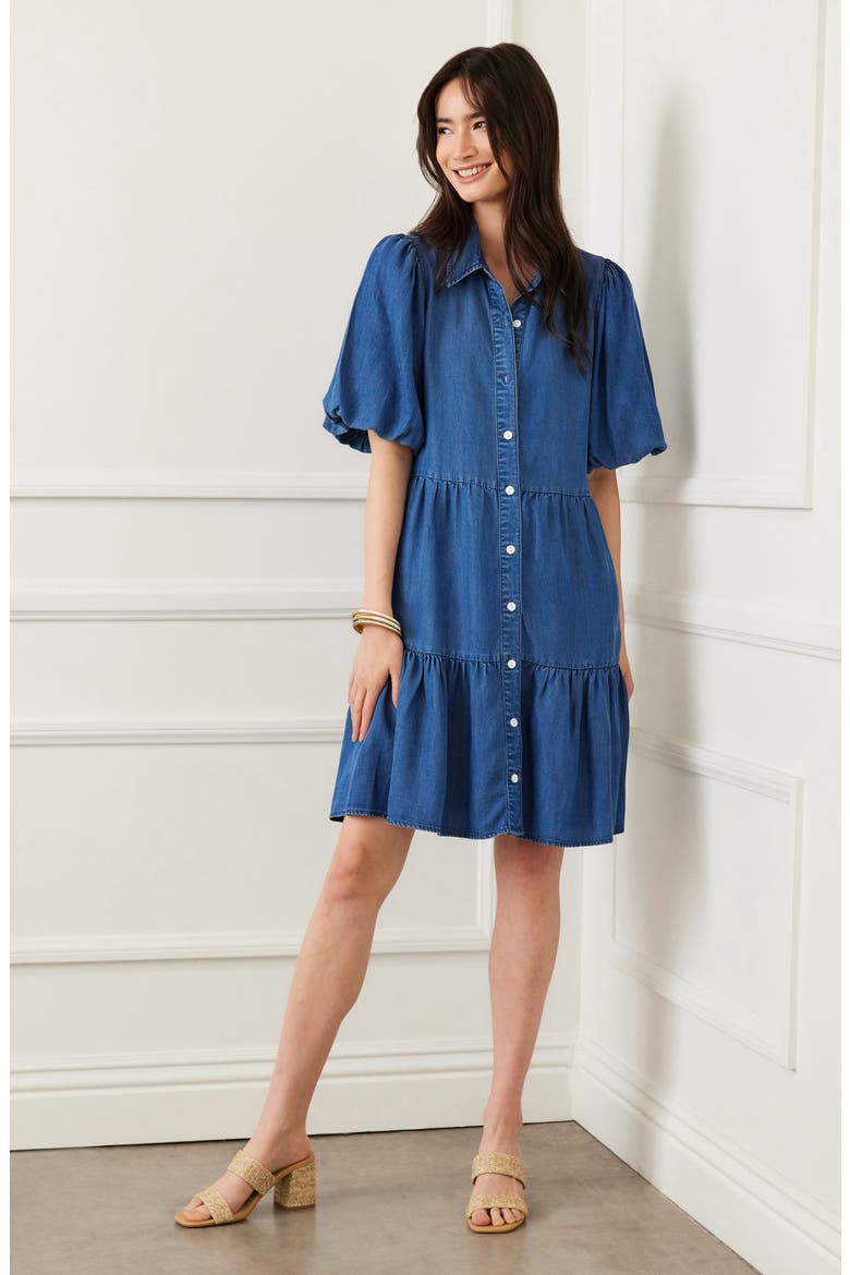 Tiered Denim Shirtdress, Alternate, color, BLUE