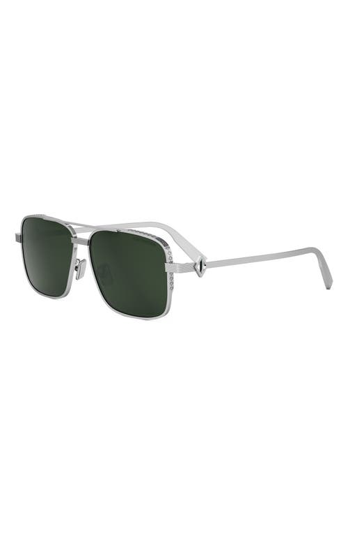 Dior Cd Diamond S9u Sunglasses In Shiny Palladium/green