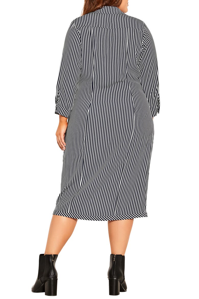 Twisted Stripe Long Sleeve Shirtdress, Alternate, color, NAVY/ WHITE