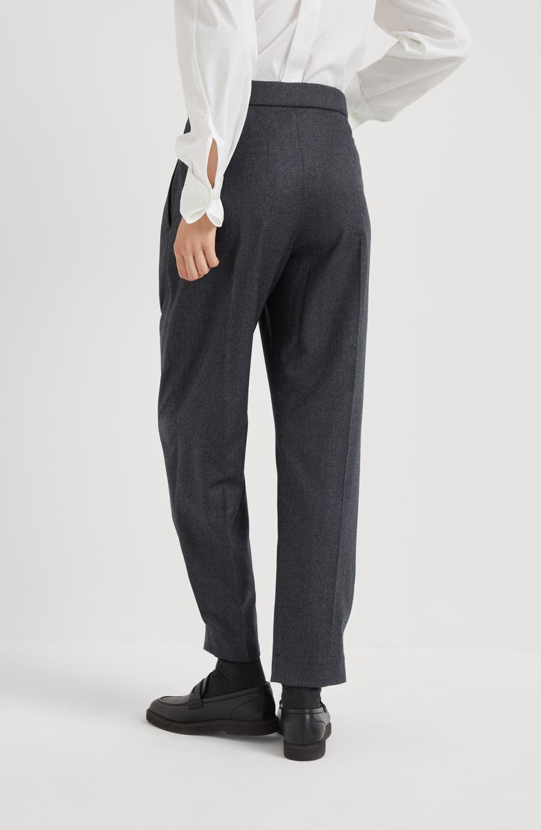 Brunello Cucinelli Virgin wool flannel sartorial baggy trousers, Alternate, color, 